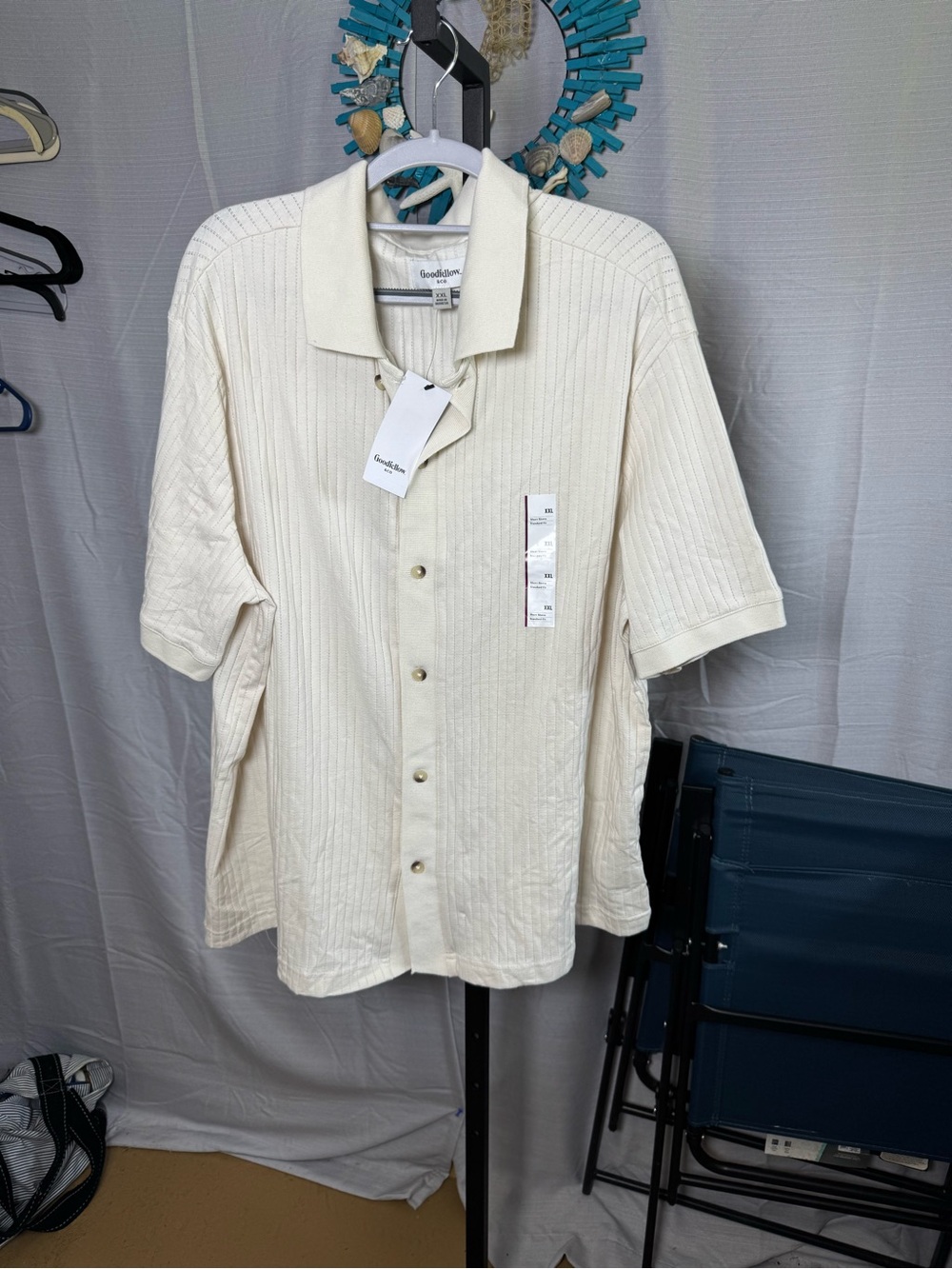 Goodfellow & Co Cream Short-Sleeve Button-Down Polo Shirt